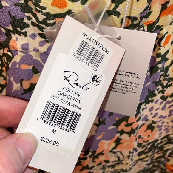 Rails Adalyn Midi Dress in Gardenia Floral Print Yellow Green Ruffle Bottom NWT - Picture 12 of 13